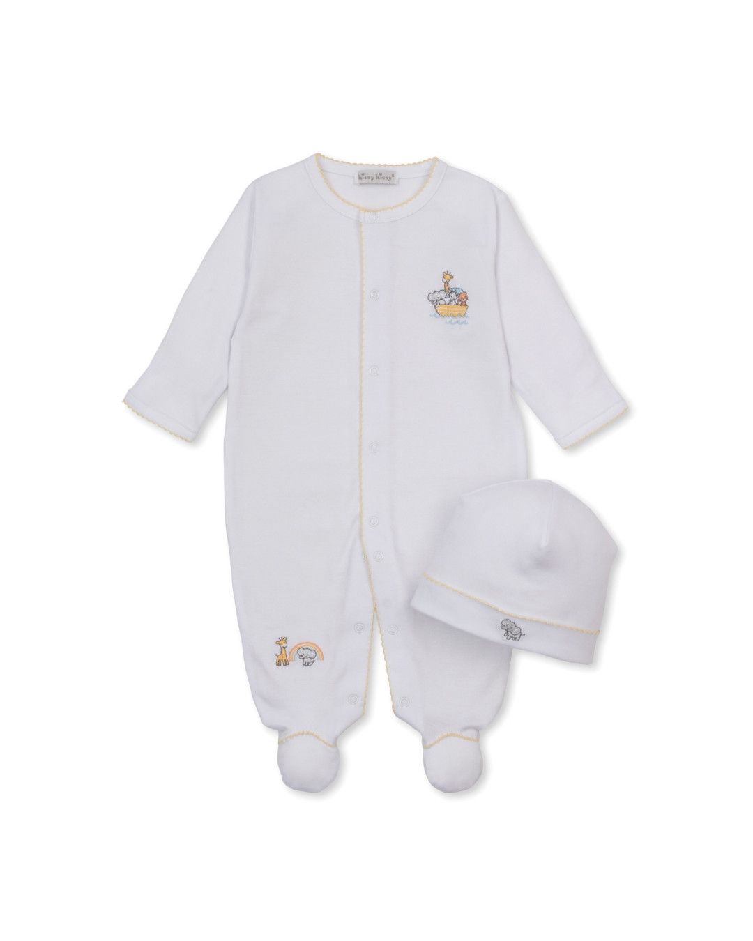 Noahs Journey Embr Footie/Hat Set