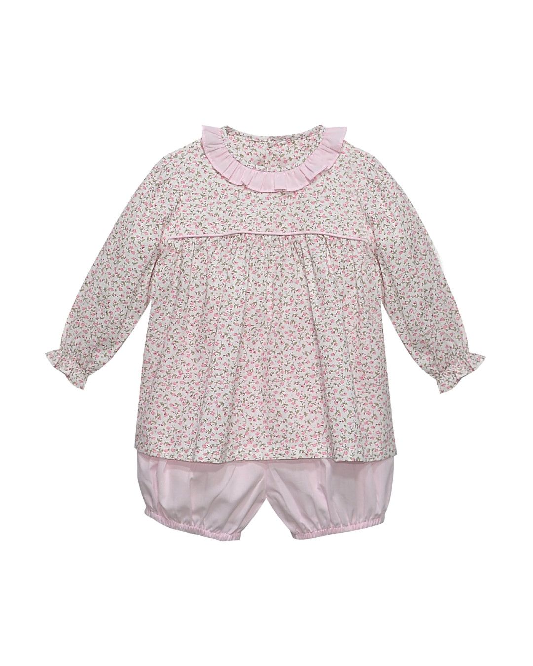 Pink Flower Reagan Bloomer Set, Garden Whispers