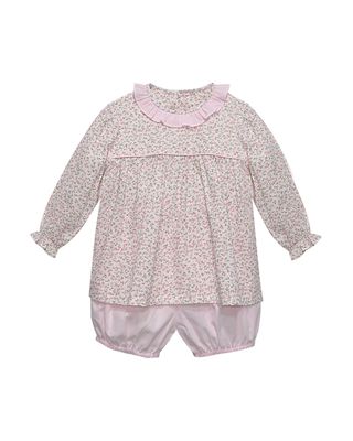 Pink Flower Reagan Bloomer Set, Garden Whispers
