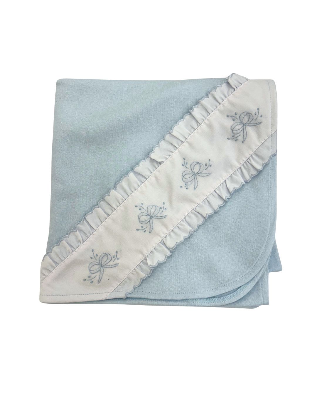 Blue Knit Blanket Bows/Leaves