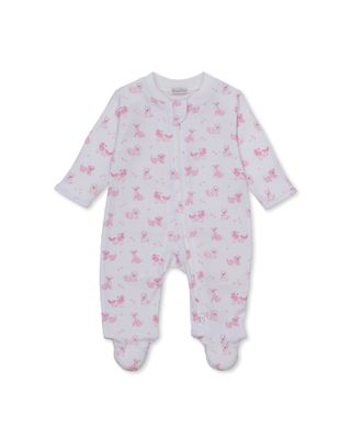 Puppy Paws Pink Print Zip Footie
