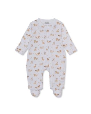 Puppy Paws Brown Print Zip Footie