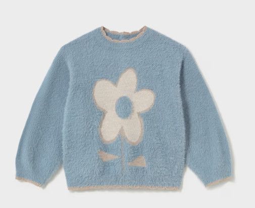 Fuzzy Sweater, Blue Flower