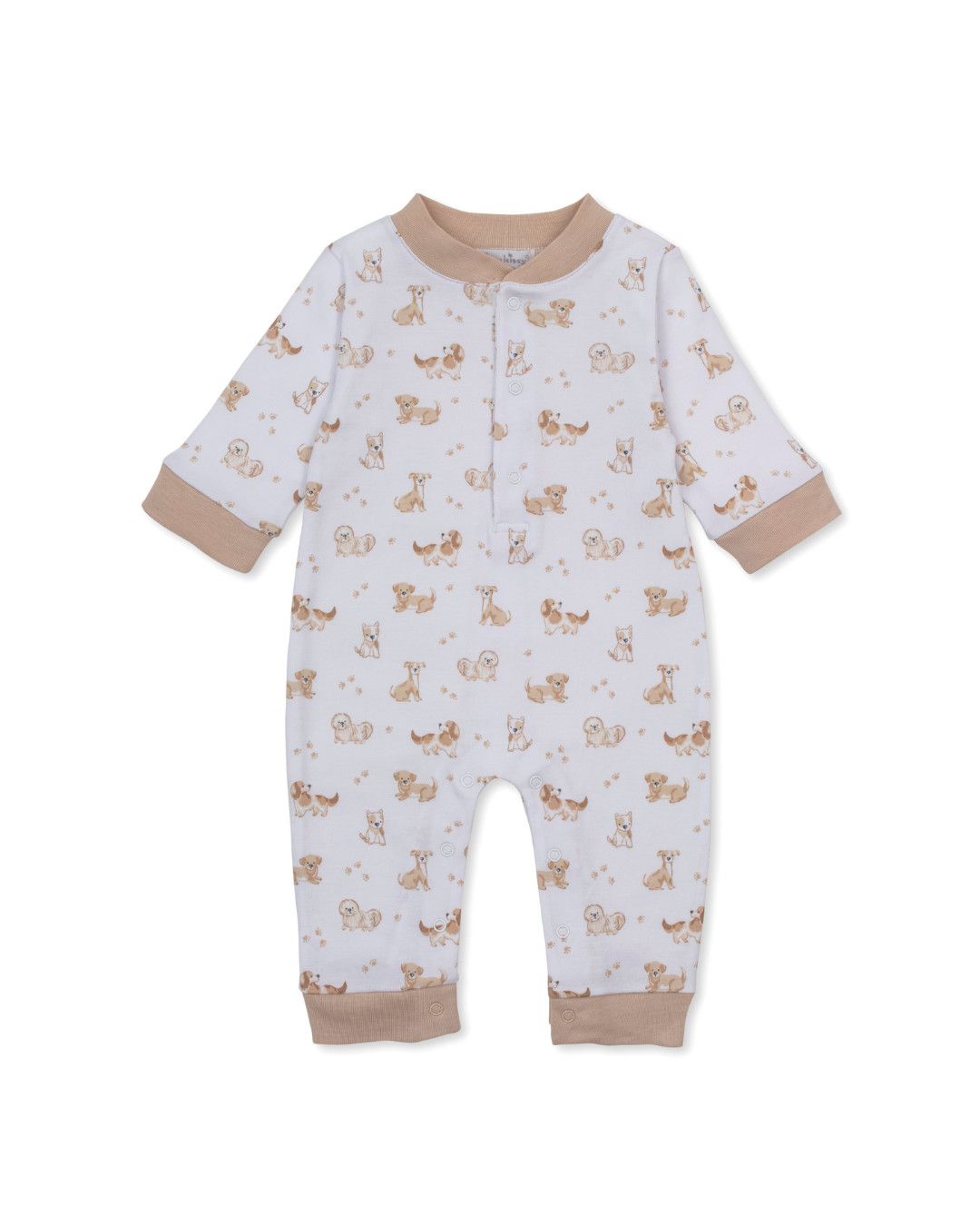 Puppy Paws Brown Print Playsuit, Size: 0-3m