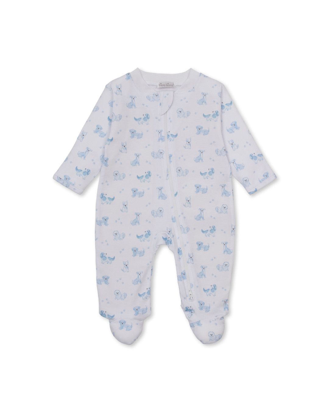 Puppy Paws Blue Print Zip Footie