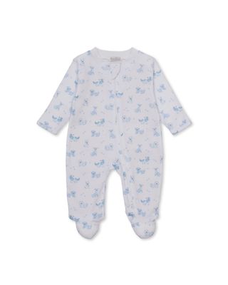 Puppy Paws Blue Print Zip Footie