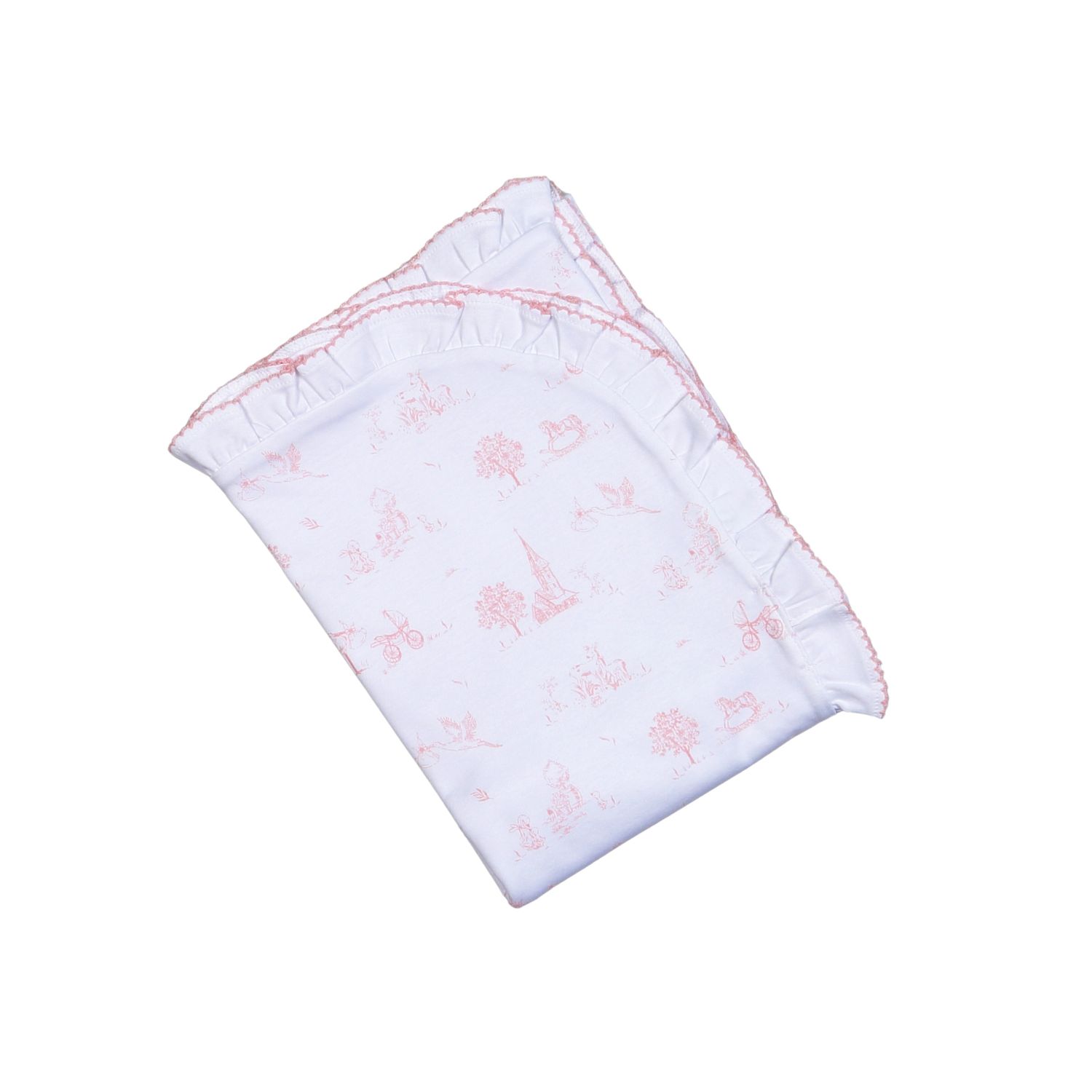 Pink Baby Toile Pima Rec Blanket
