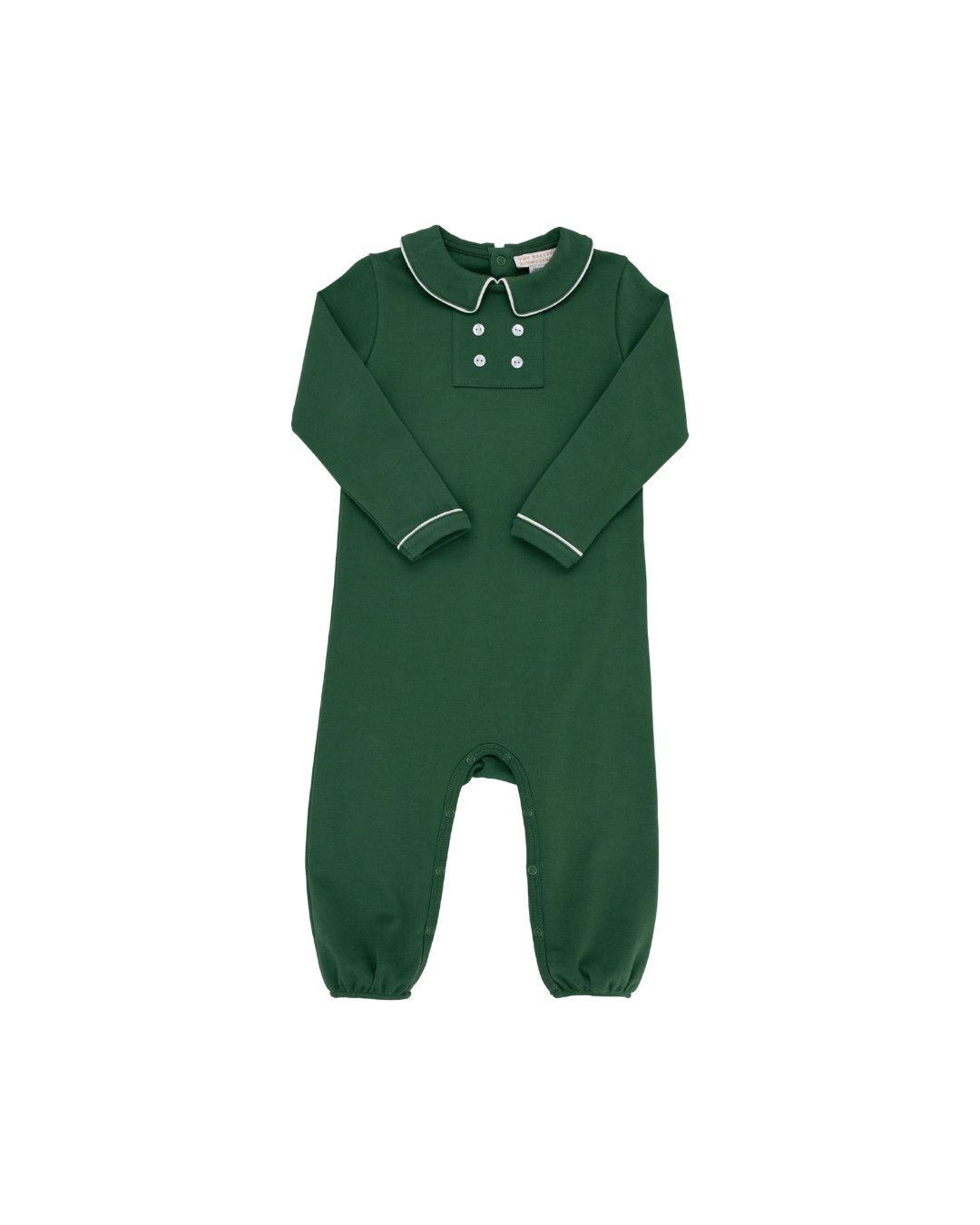 LS Benny Button Romper,  Grier Green
