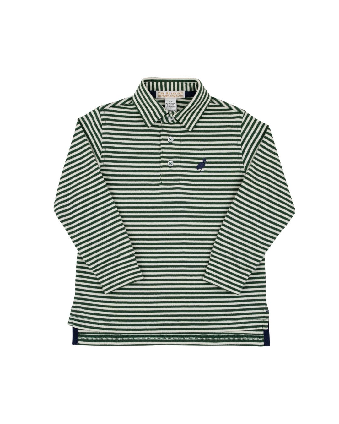 Prim and Proper LS Pima Polo Grier Green/ Palm Pearl Stripe