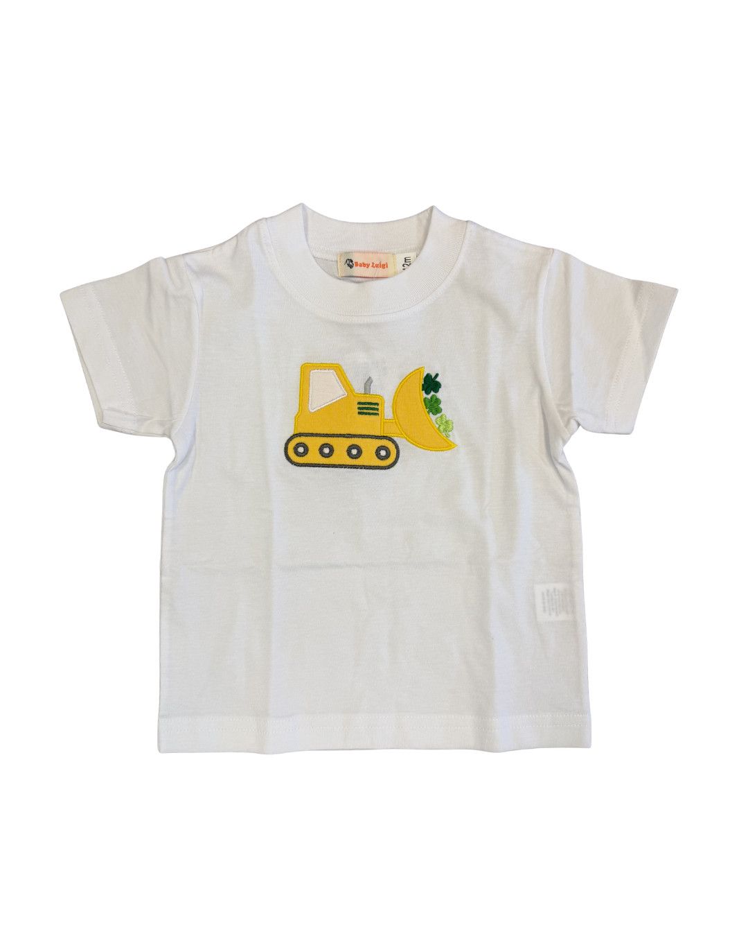 White Shirt with Shamrock Bulldozer