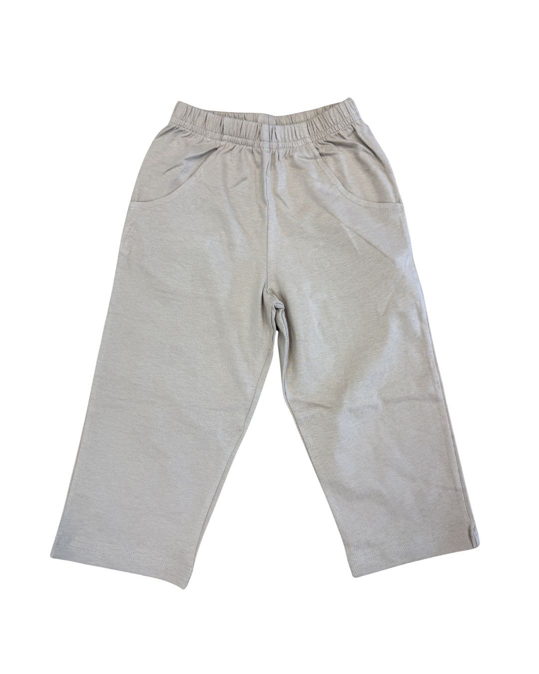  Jersey Solid Straight Pants w/ Pockets, Sand