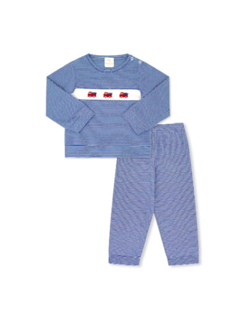 Bayou Play Set, Royal Ministripe Knit, Firetruck