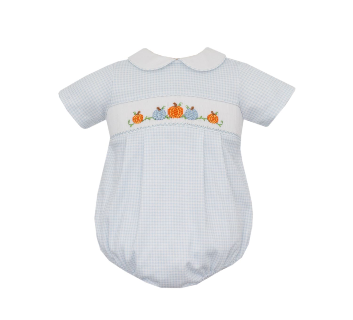 Blue Gingham Knit Bubble, Pumpkin