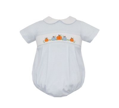 Blue Gingham Knit Bubble, Pumpkin