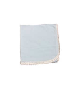 Blue Knit Blanket With Crochet Trim