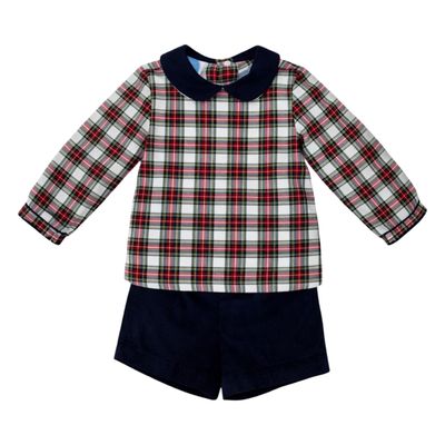 Peter Long Sleeve Short Set, Christmas Tartan 