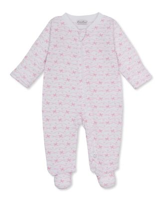 Baby Bows Pink Zip Footie PRT