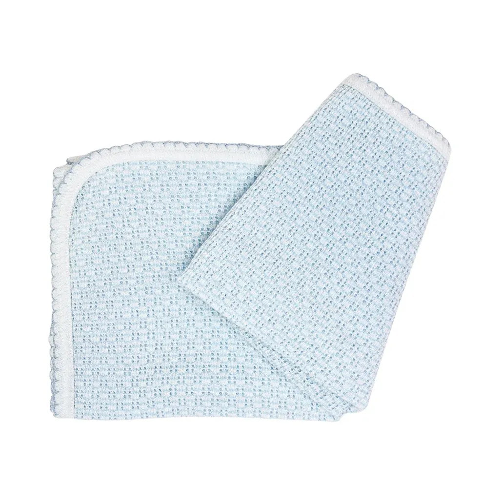 Paty Swaddle Blanket, Solid Blue with Bow