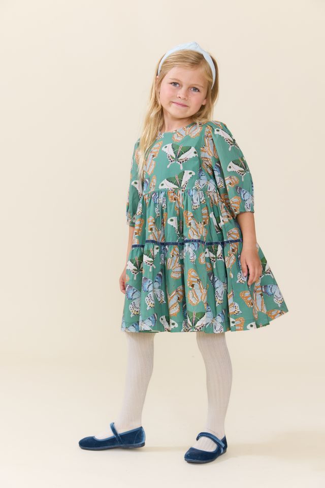 Maribelle Dress, Green Butterflies