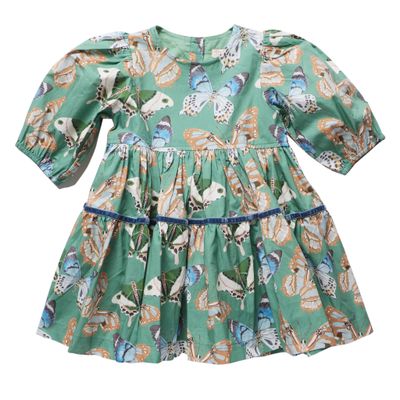 Maribelle Dress, Green Butterflies