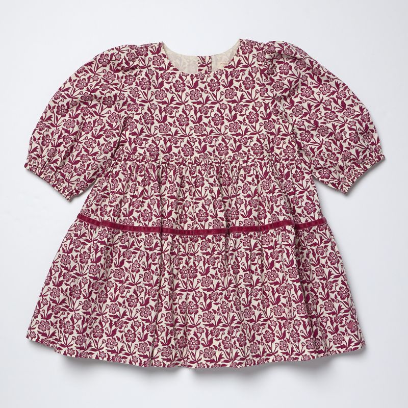 Maribelle Dress, Burgundy Climbing Floral