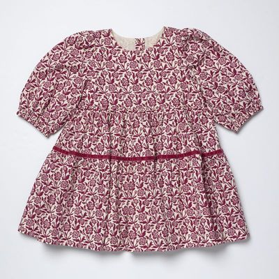 Maribelle Dress, Burgundy Climbing Floral