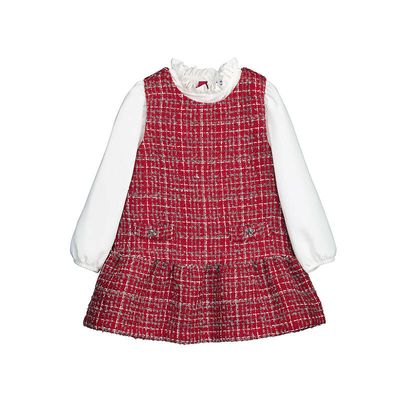 Combined Pinafore Dress, Red