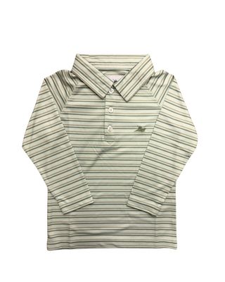 LS Dryfit Polo, Green Stripe