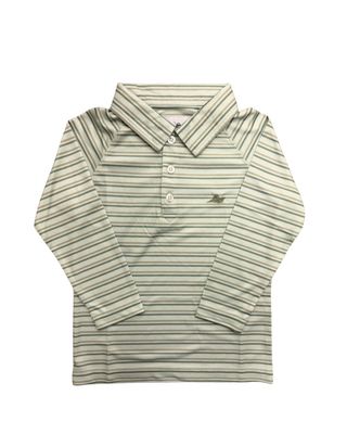 LS Dryfit Polo, Green Stripe