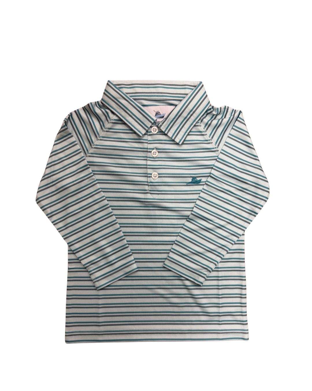 LS Dryfit Polo, Turquoise Stripe 