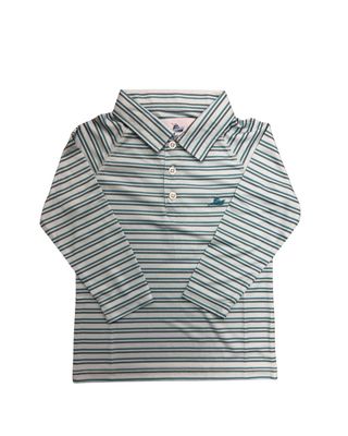 LS Dryfit Polo, Turquoise Stripe 