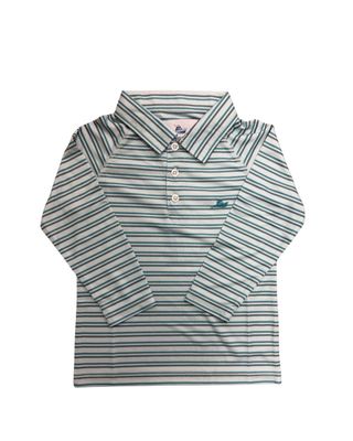 LS Dryfit Polo, Turquoise Stripe 