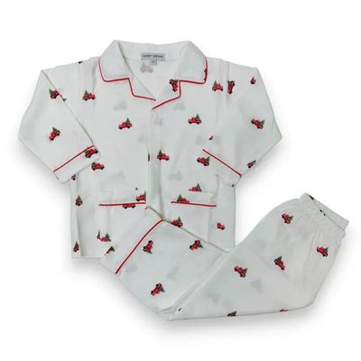 Christmas Tree Truck White PJ Set