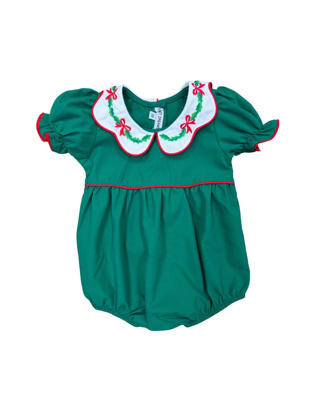 Bow &amp; Holly Emb Scallop Collar Hunter Green Bubble