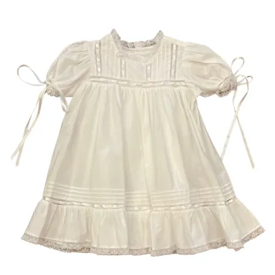 Margaret Dress, Ecru with Ecru Lace