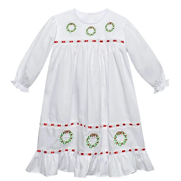 White Clementine Gown, Christmas Wreath   
