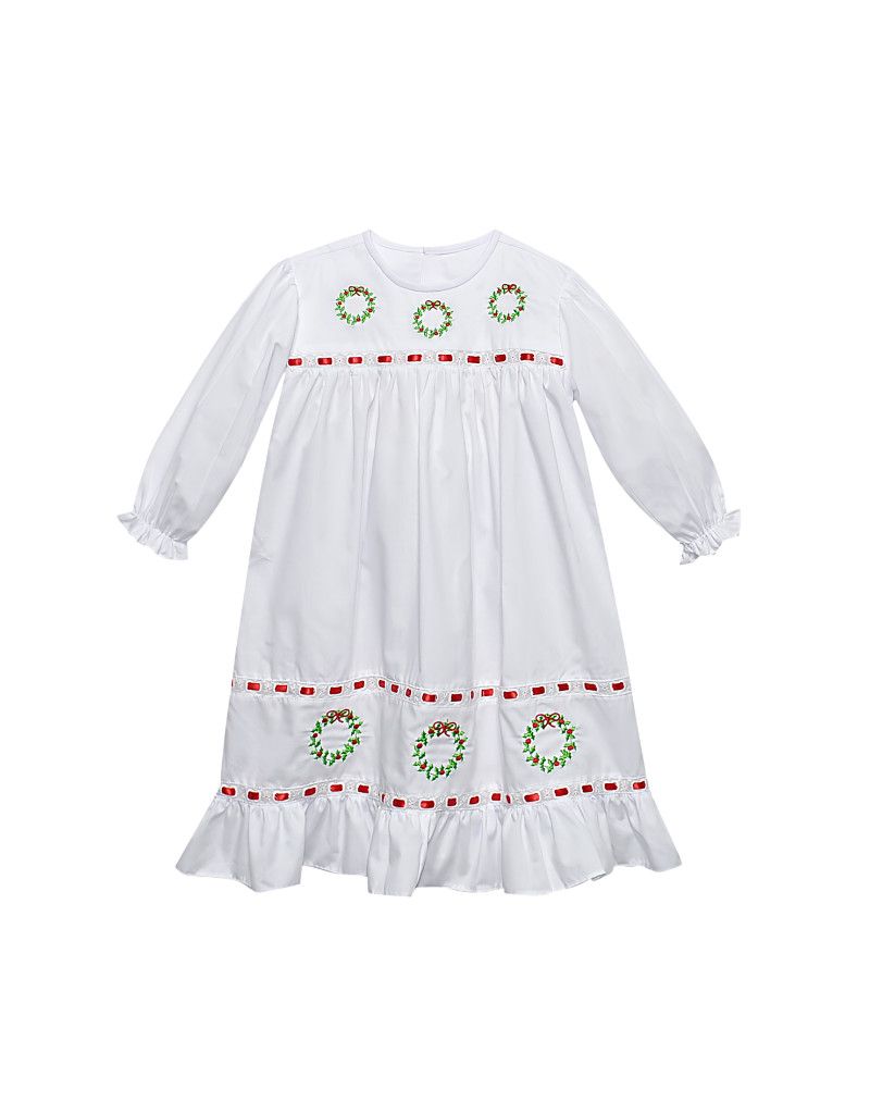 White Clementine Gown, Christmas Wreath   