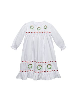 White Clementine Gown, Christmas Wreath   