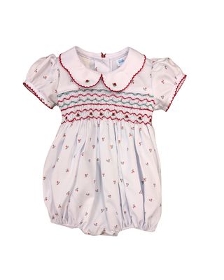 White Smocked Waist Rosie Bubble, Berry