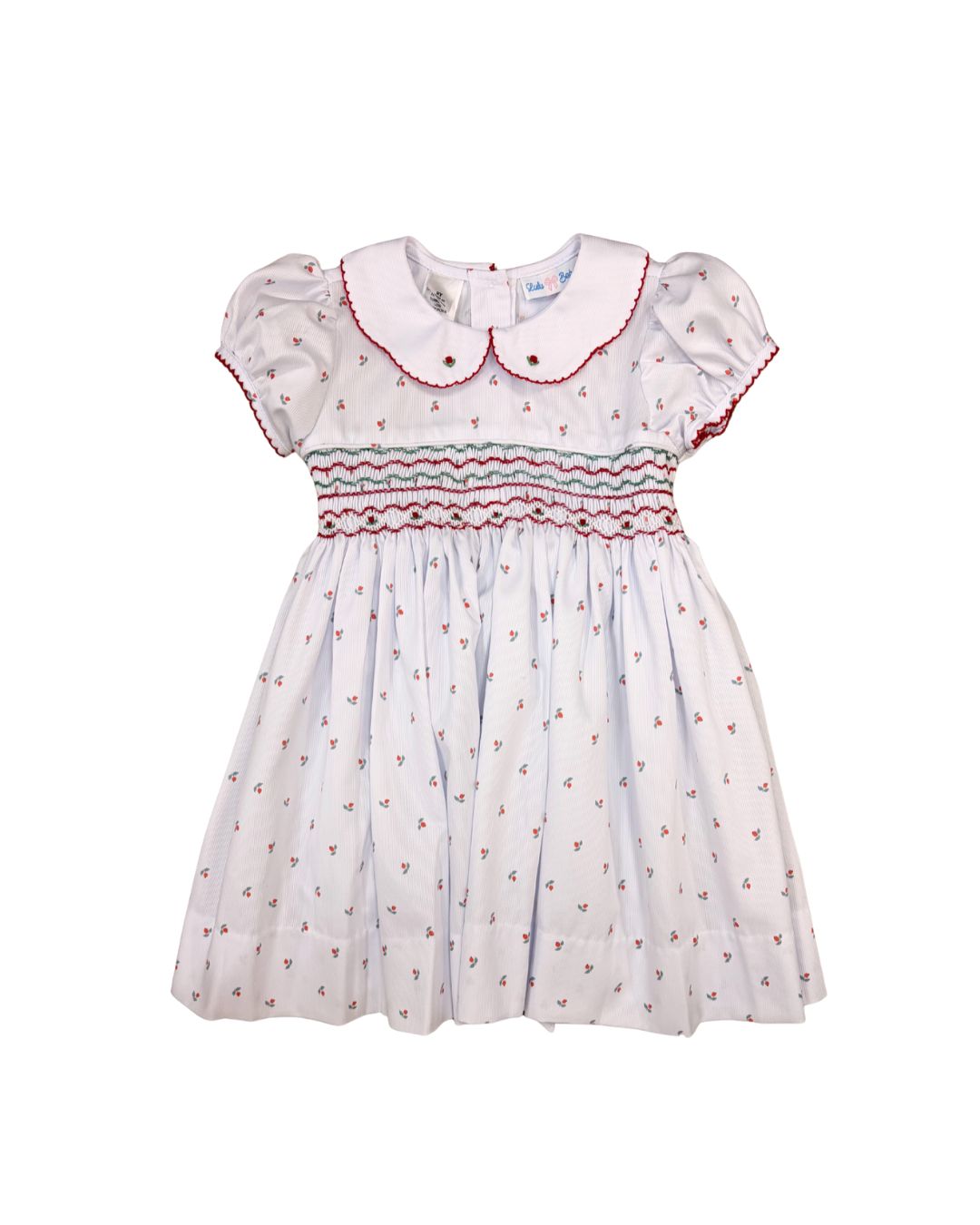 Rosie White Christmas Smocked Dress, Berry