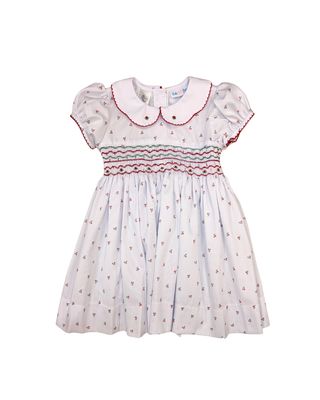 Rosie White Christmas Smocked Dress, Berry