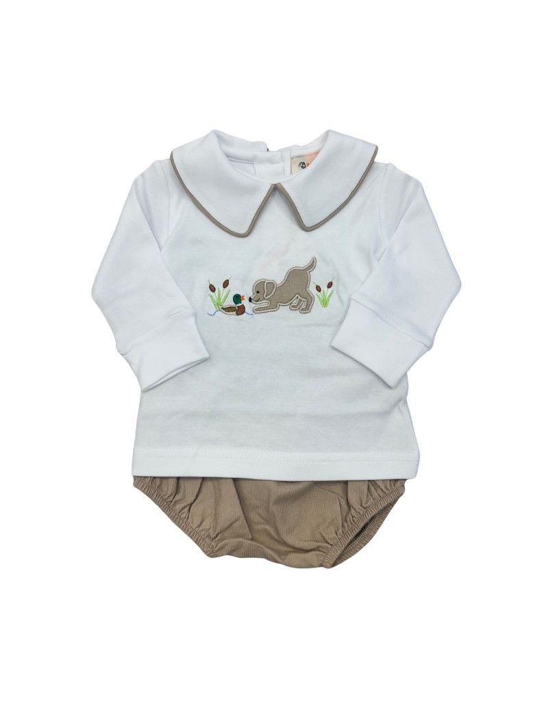 Lab and Mallard Tan Corduroy Diaper Set