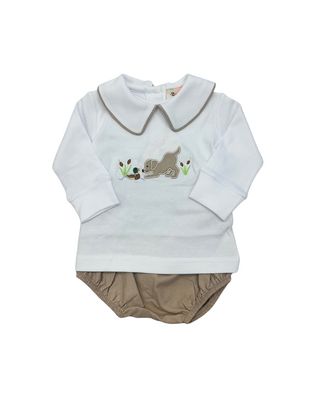 Lab and Mallard Tan Corduroy Diaper Set