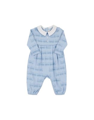 LS Bradford Romper, Blue Choo Choos