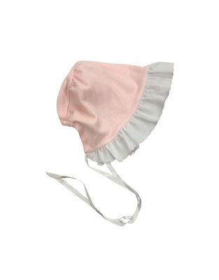 Pink/White Knit Ruffle Bonnet