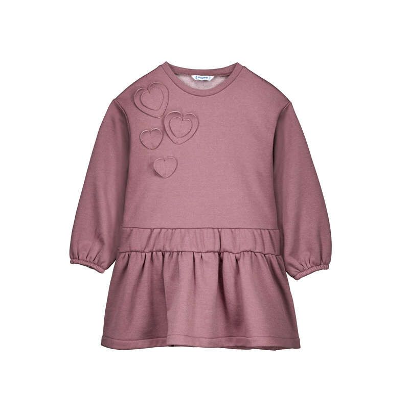 Heart Fleece Dress, Violet Heather