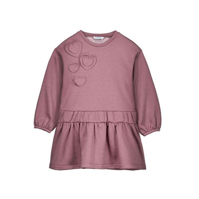 Heart Fleece Dress, Violet Heather