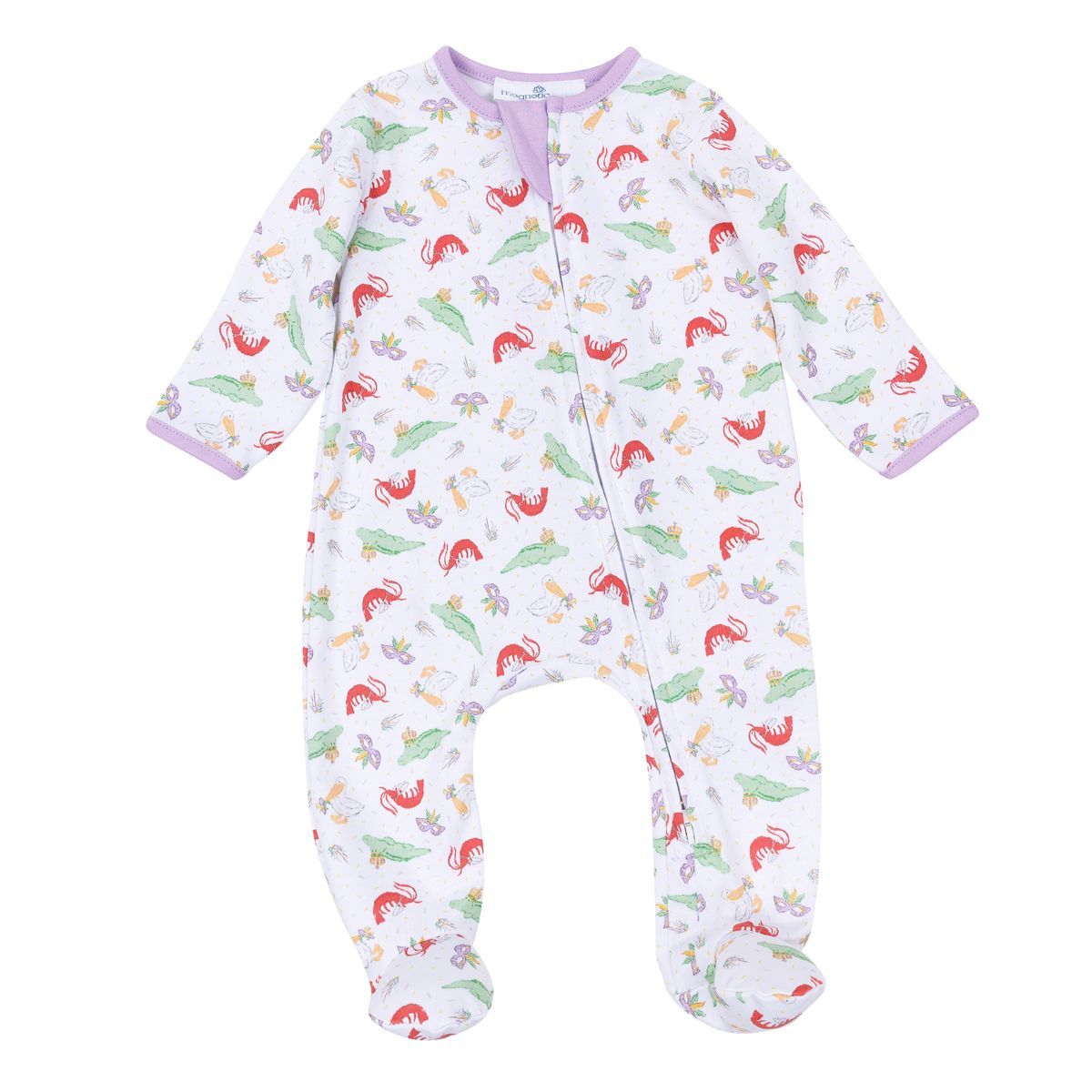 Bayou Pals Print Zip Footie