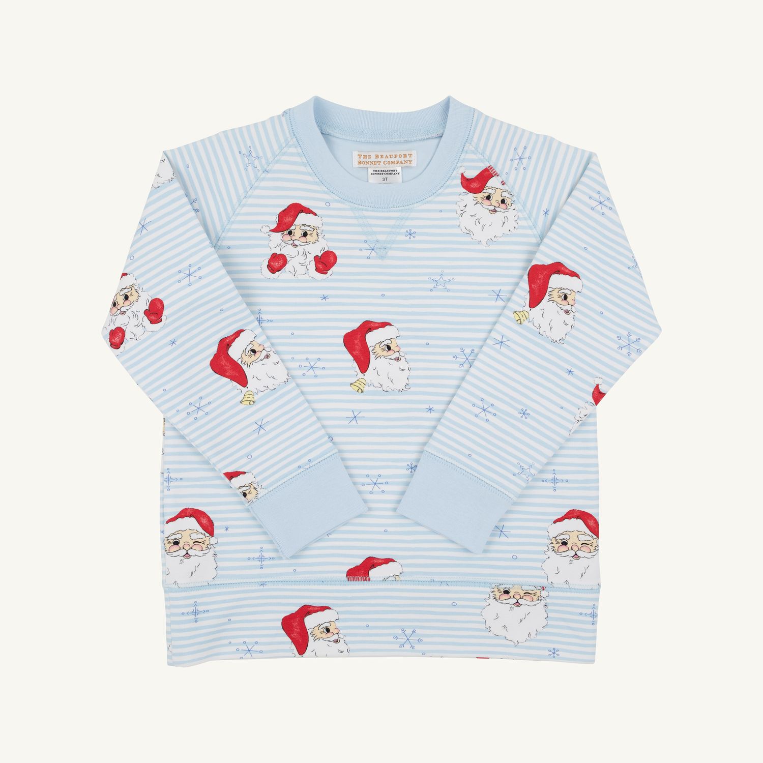 Cassidy Comfy Crewneck, Dear Santa, Blue Stripe