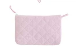 Quilted Luggage Cosmetic Bag-Pink